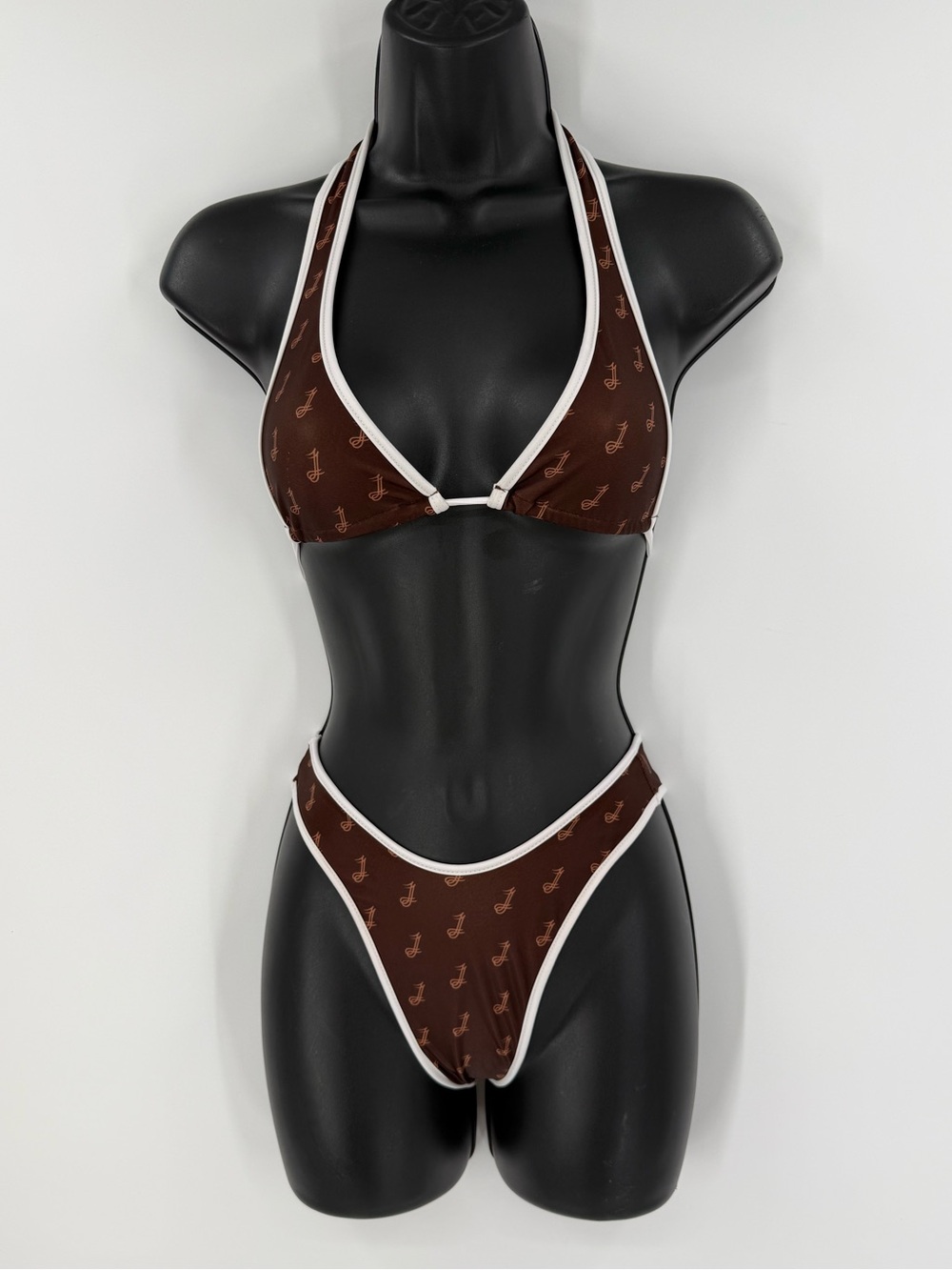 Jumelle Swimwear Collection J Monogram Bikini Set | Brown White | XXS